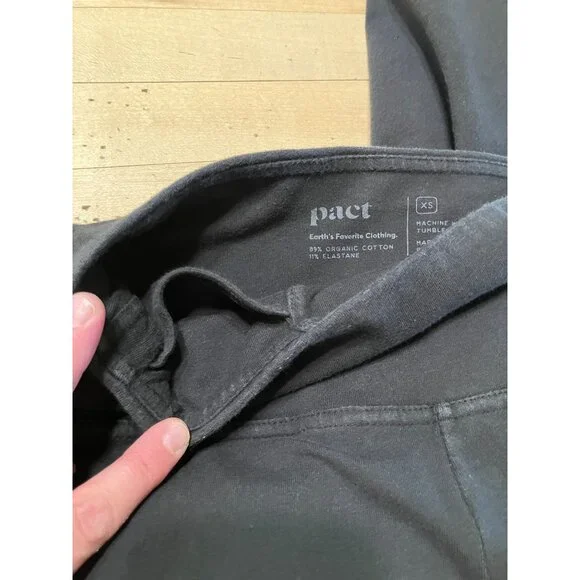 Pact Organic Womens Wide Leg Split Hem Pull On Knit Pants Size XS Black AN EXC - Picture 7 of 11